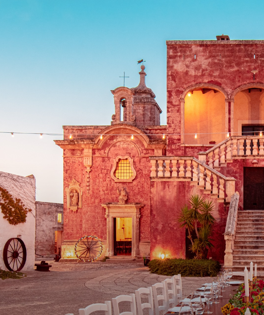 Uno scorcio al tramonto di Masseria La Spina